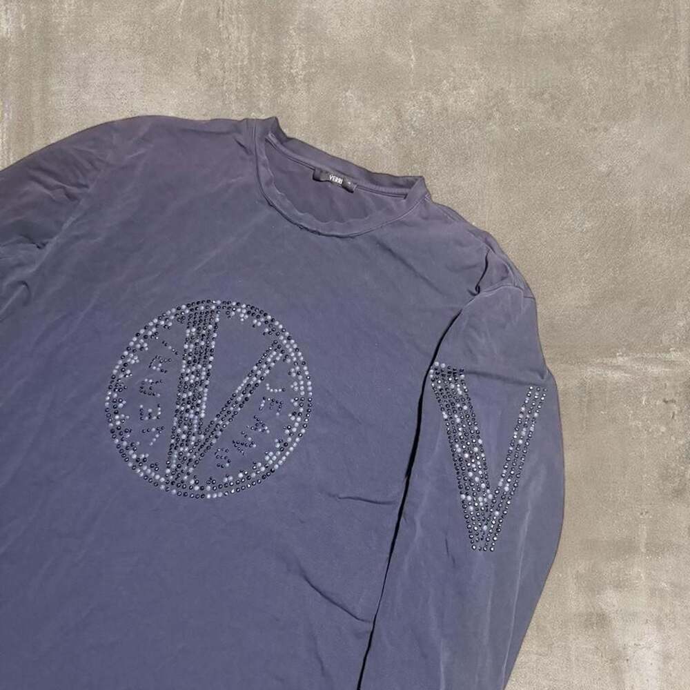 Verri Rhinestone Logo Long Sleeve Shirt XL
